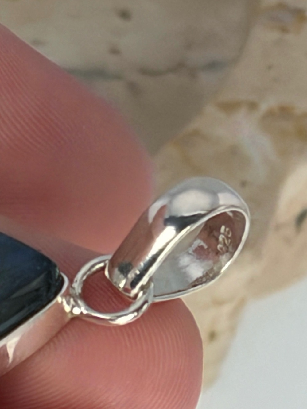 Pure Sterling Silver 925 Chunky Blue Labradorite Pendant Sapphire Necklace New - Picture 9 of 12